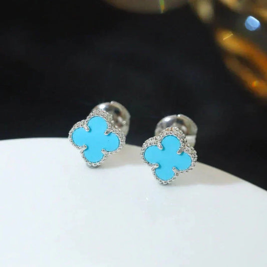 [⭐Renara]CLOVER MINI 9.5MM ONYX STUD EARRINGS SILVER