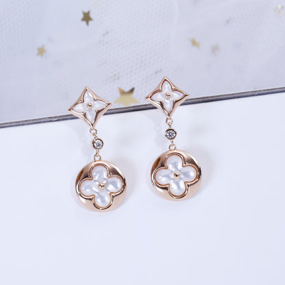 [⭐Renara]STAR AND SUN PINK GOLD MOP DROP EARRINGS