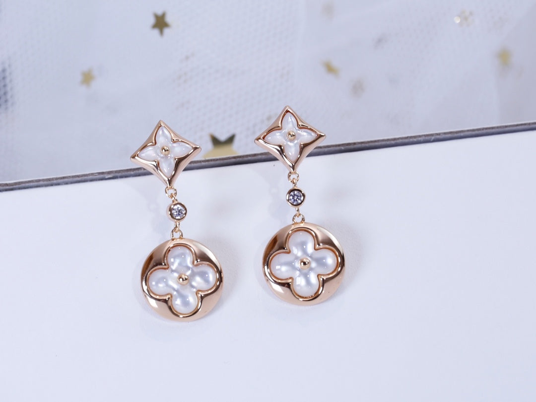 [⭐Renara]STAR AND SUN PINK GOLD MOP DROP EARRINGS
