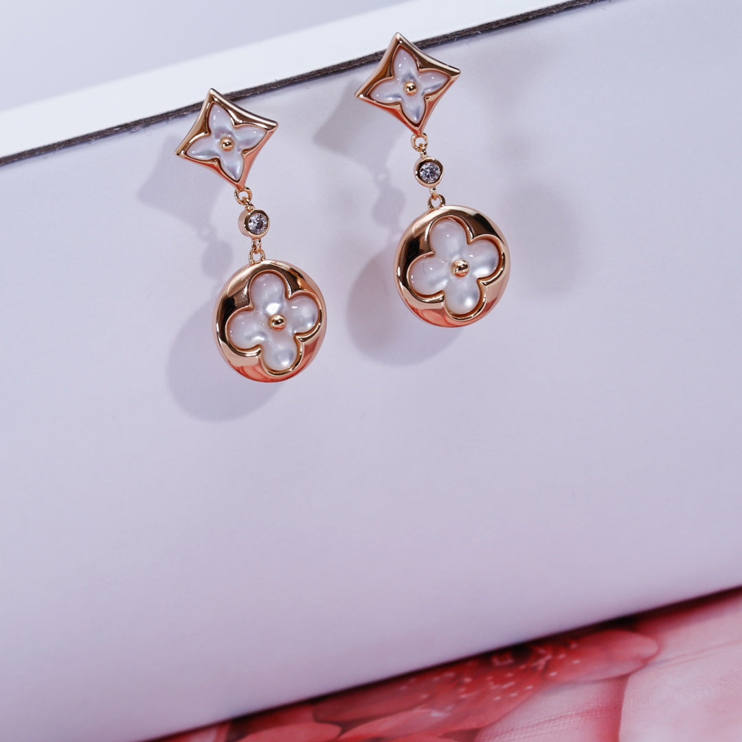 [⭐Renara]STAR AND SUN PINK GOLD MOP DROP EARRINGS