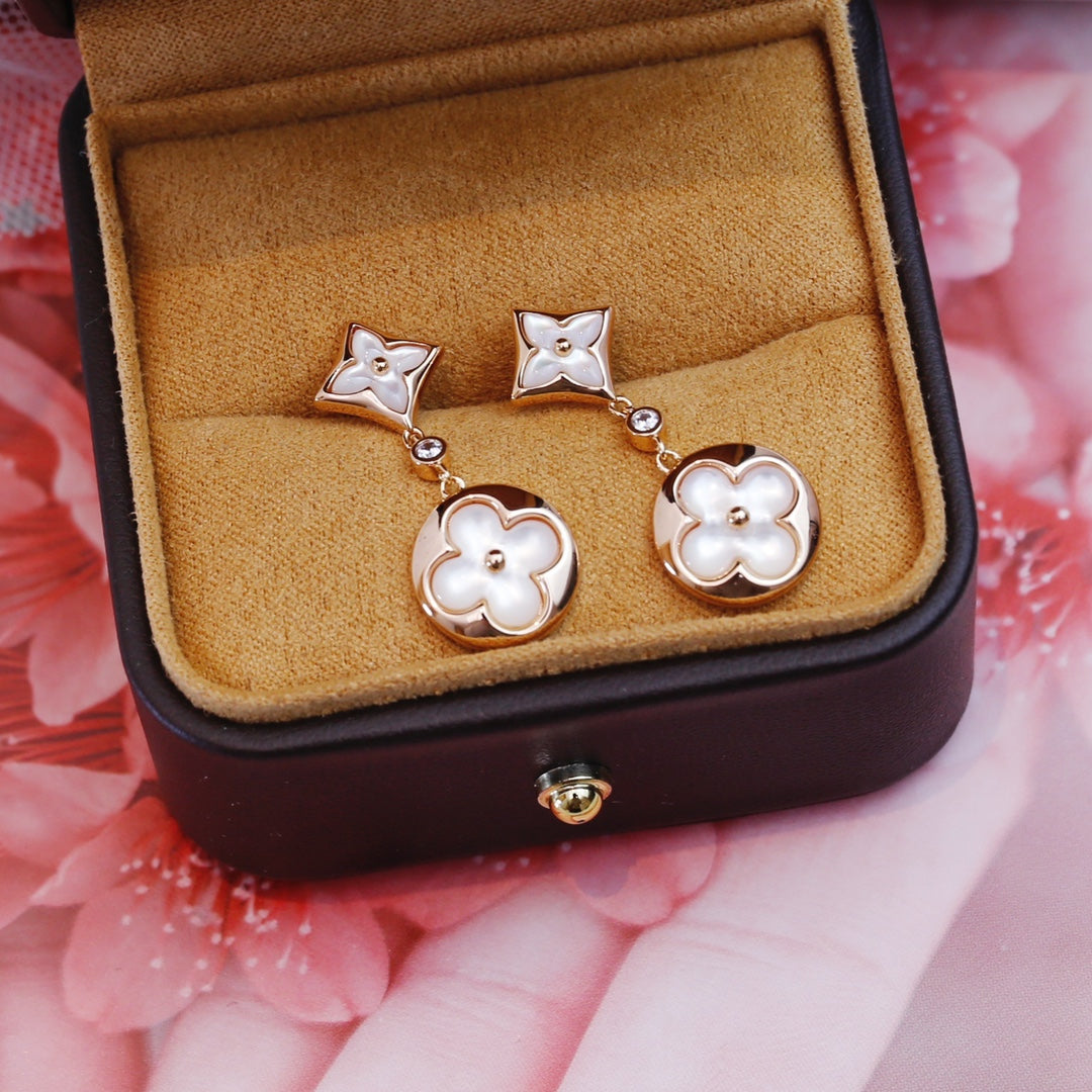 [⭐Renara]STAR AND SUN PINK GOLD MOP DROP EARRINGS