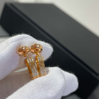 [⭐Renara]LOVE DIAMOND PINK GOLD HOOP EARRINGS