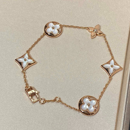 [⭐Renara]STAR AND SUN 5 MOTIF MOP PINK GOLD BRACELET