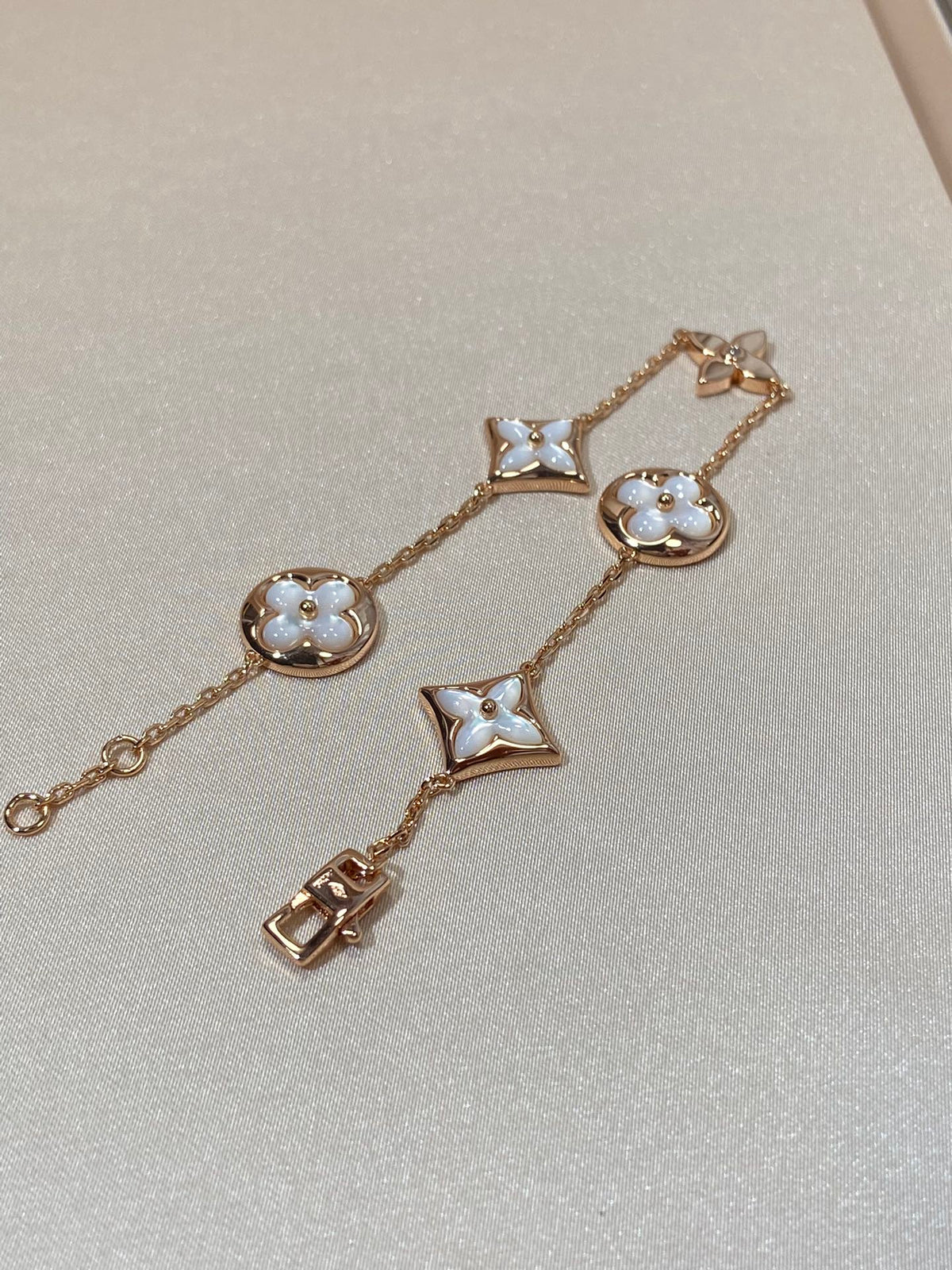 [⭐Renara]STAR AND SUN 5 MOTIF MOP PINK GOLD BRACELET