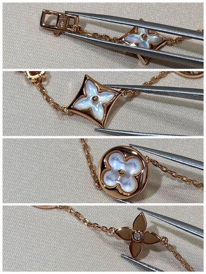 [⭐Renara]STAR AND SUN 5 MOTIF MOP PINK GOLD BRACELET
