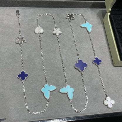 [⭐Renara]LUCKY CLOVER SILVER 11 MOTIF NECKLACE