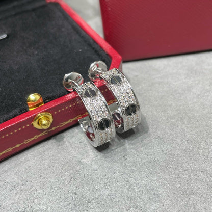 [⭐Renara]LOVE CERAMIC DIAMOND PAVED SILVER EARRINGS