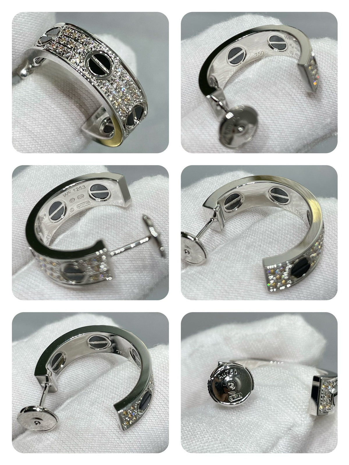 [⭐Renara]LOVE CERAMIC DIAMOND PAVED SILVER EARRINGS