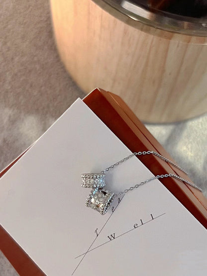 [⭐Renara]PERLEE DOUBLE PENDANT SILVER DIAMOND NECKLACE