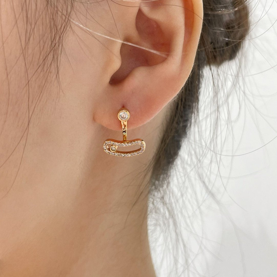 [⭐Renara]MOVE UNO PINK GOLD DIAMOND EARRINGS