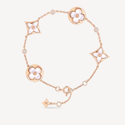 [⭐Renara]STAR AND SUN 4 MOTIF WHITE MOP PINK GOLD BRACELET