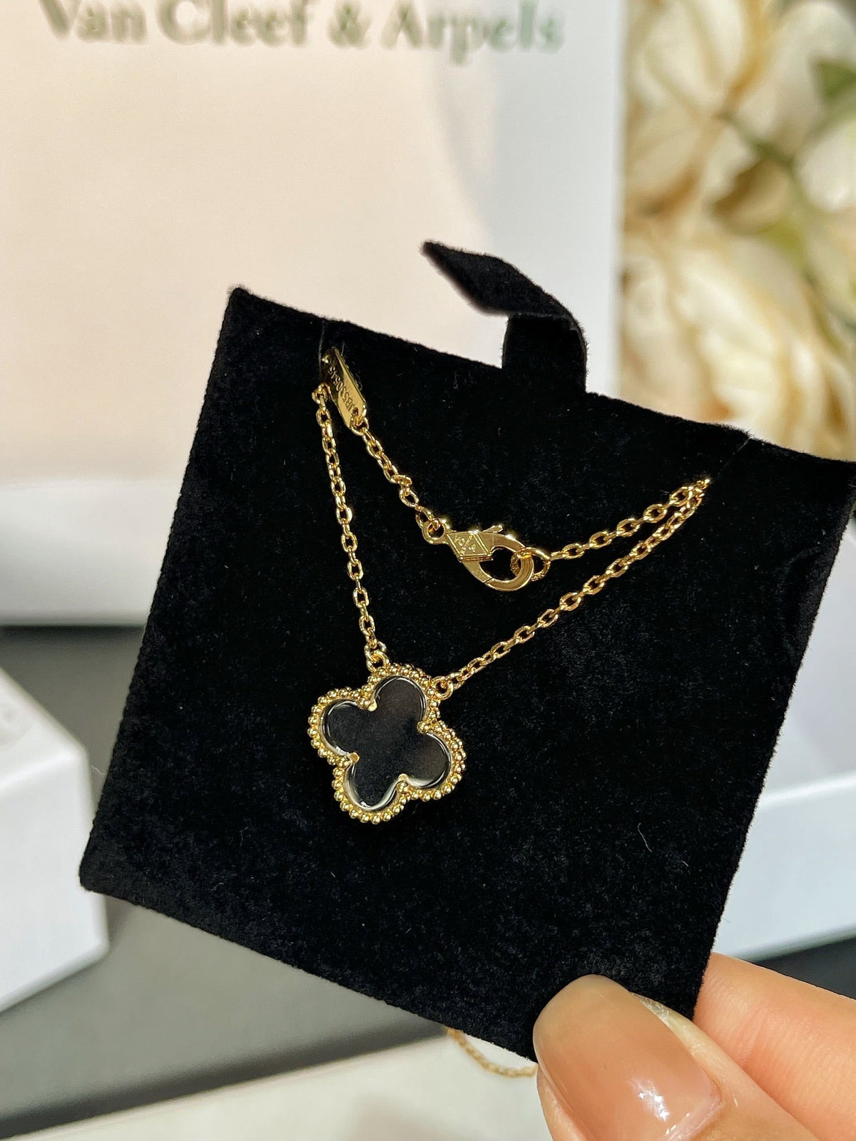 [⭐Renara]CLOVER ROCK CRYSTAL ROSE GOLD NECKLACE