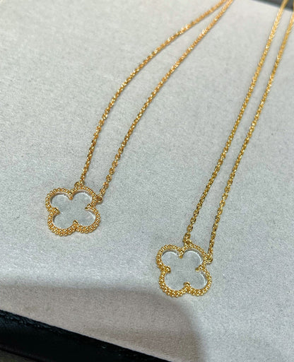 [⭐Renara]CLOVER ROCK CRYSTAL ROSE GOLD NECKLACE