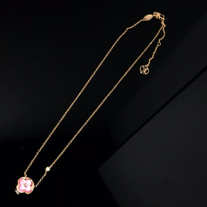 [⭐Renara]COLOR BLOSSOM PINK MOP SUN GOLD NECKLACE
