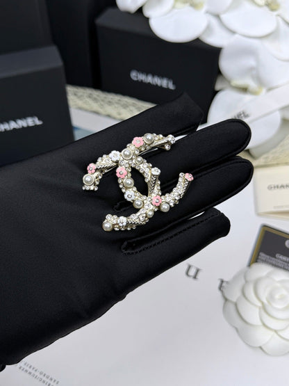 [⭐Renara]26C Pink-White Enamel Ice Cream Cone Double C Brooch