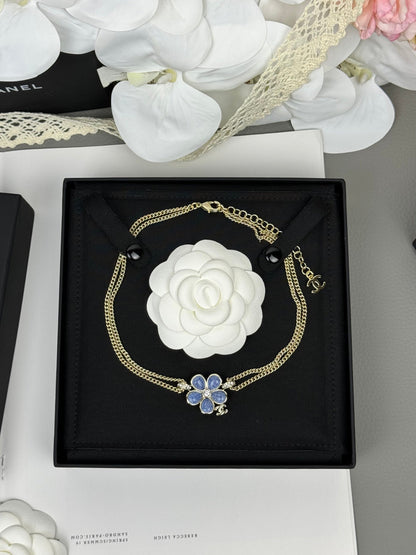[⭐Renara]New Blue Floral Double-Layer Necklace