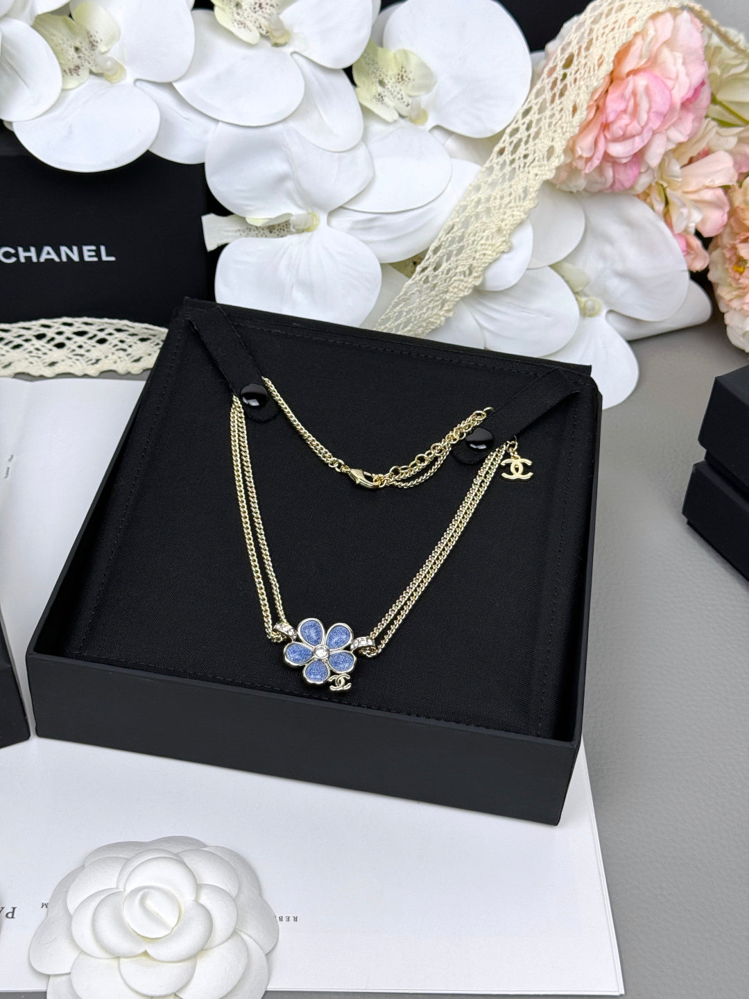 [⭐Renara]New Blue Floral Double-Layer Necklace