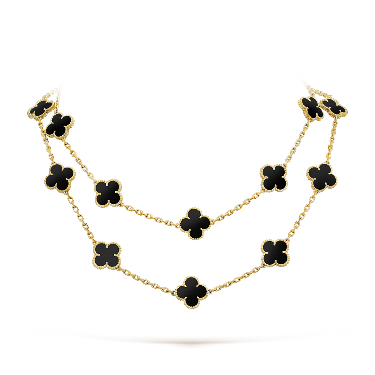 [⭐Renara]CLOVER 20 MOTIFS ONYX NECKLACE