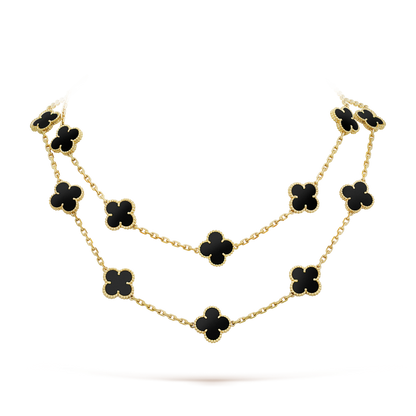 [⭐Renara]CLOVER 20 MOTIFS ONYX NECKLACE
