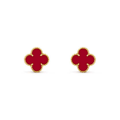 [⭐Renara]CLOVER MEDIUM 1 MOTIFS CARNELIAN  EARRINGS