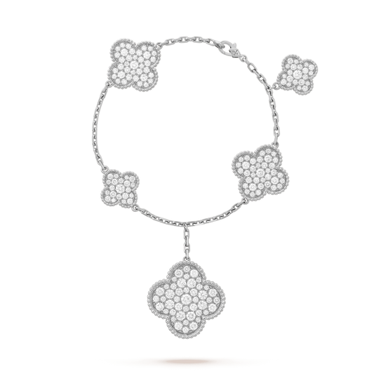 [⭐Renara]CLOVER 6 MOTIFS SILVER DIAMOND BRACELET