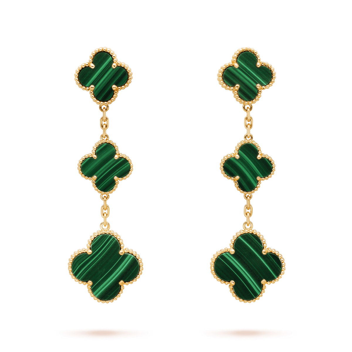 [⭐Renara]CLOVER MALACHITE 3 MOTIFS GOLD