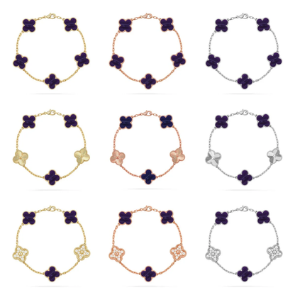 [⭐Renara]CLOVER 5 MOTIF PURPLE STRIPES BRACELET COLLECTION