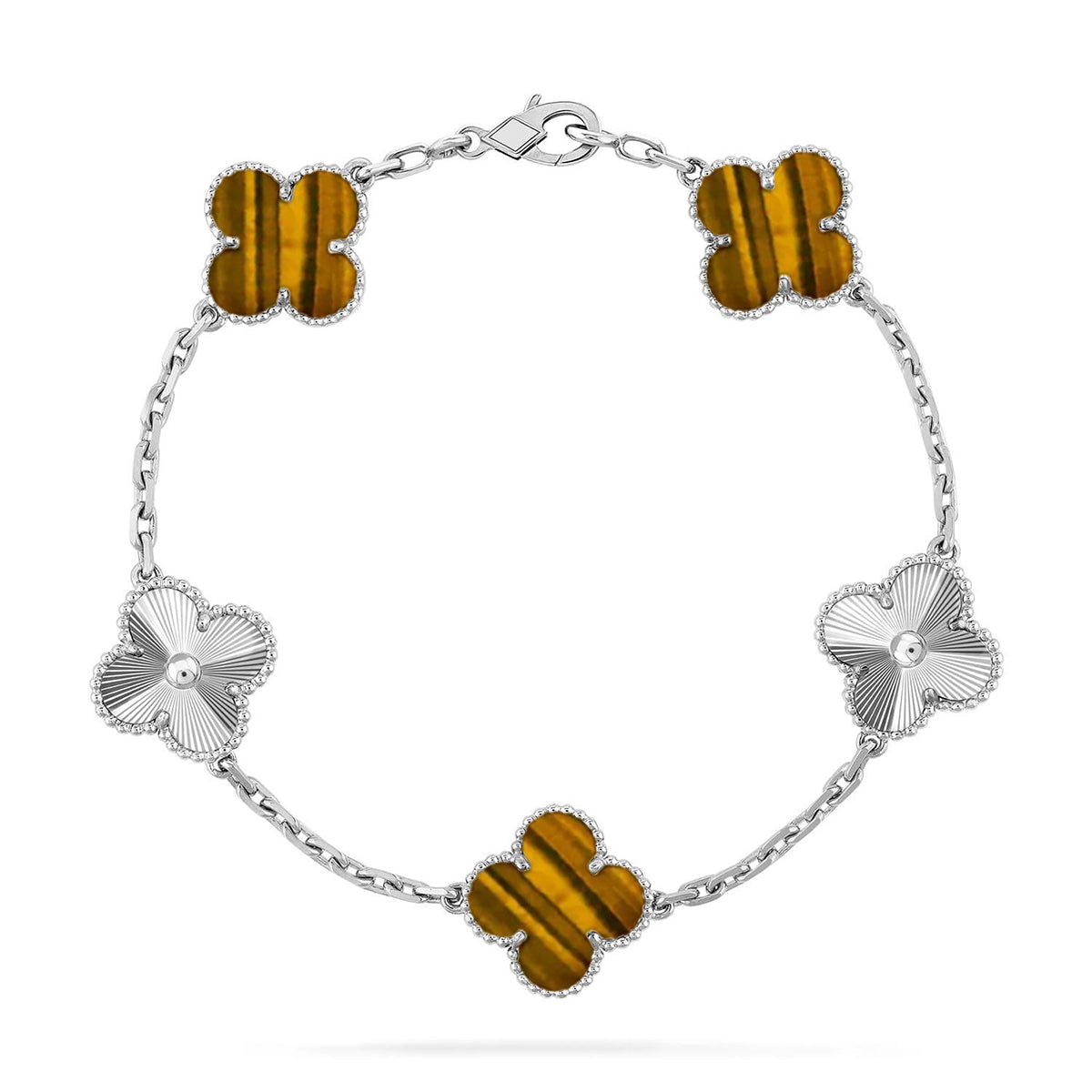 [⭐Renara] CLOVER 5 MOTIFS TIGER EYE BRACELET COLLECTION