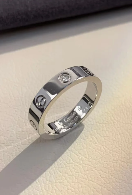 [⭐Renara]LOVE RING 4MM 1 DIAMOND SILVER
