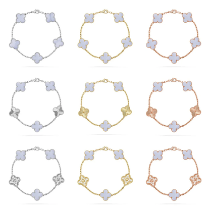 [⭐Renara] CLOVER 5 MOTIF PURPLE CHALCEDONY BRACELET COLLECTION