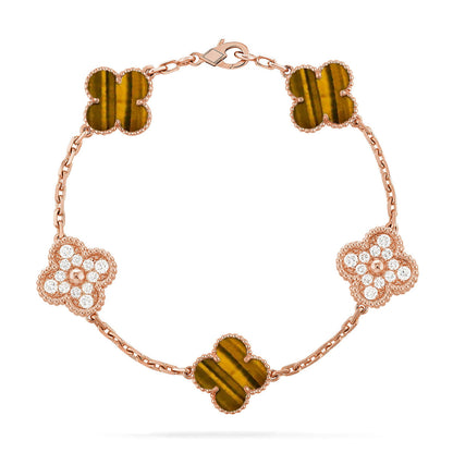 [⭐Renara] CLOVER 5 MOTIFS TIGER EYE BRACELET COLLECTION