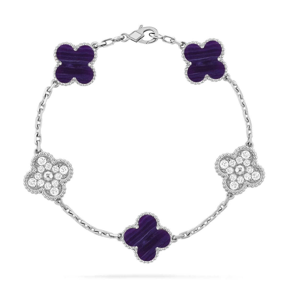 [⭐Renara]CLOVER 5 MOTIF PURPLE STRIPES BRACELET COLLECTION