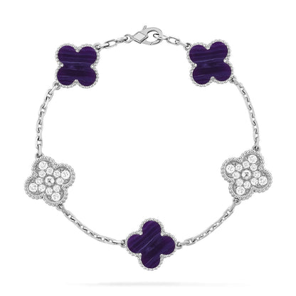 [⭐Renara]CLOVER 5 MOTIF PURPLE STRIPES BRACELET COLLECTION