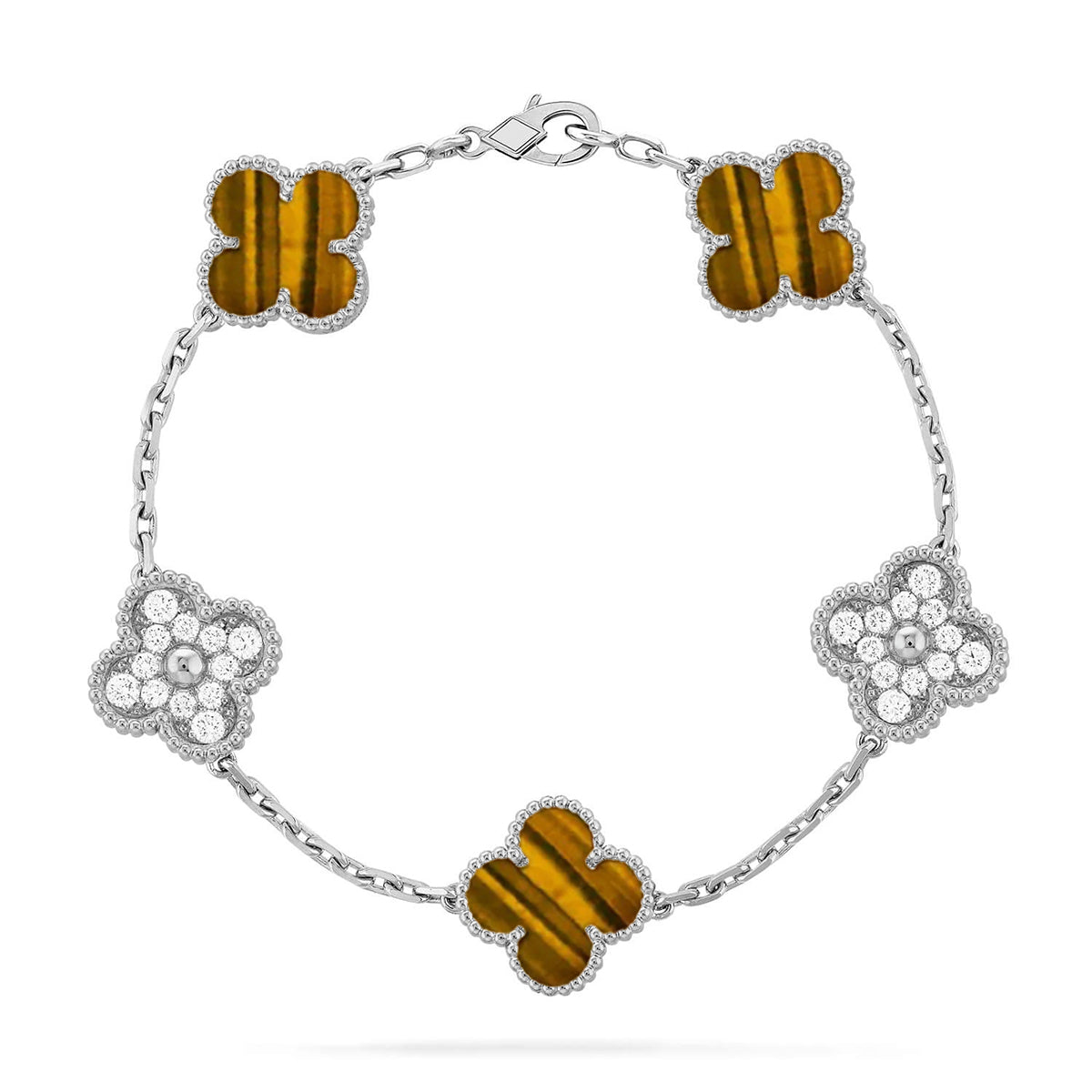 [⭐Renara] CLOVER 5 MOTIFS TIGER EYE BRACELET COLLECTION