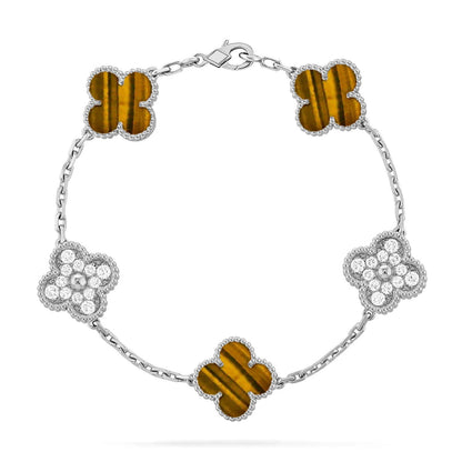 [⭐Renara] CLOVER 5 MOTIFS TIGER EYE BRACELET COLLECTION