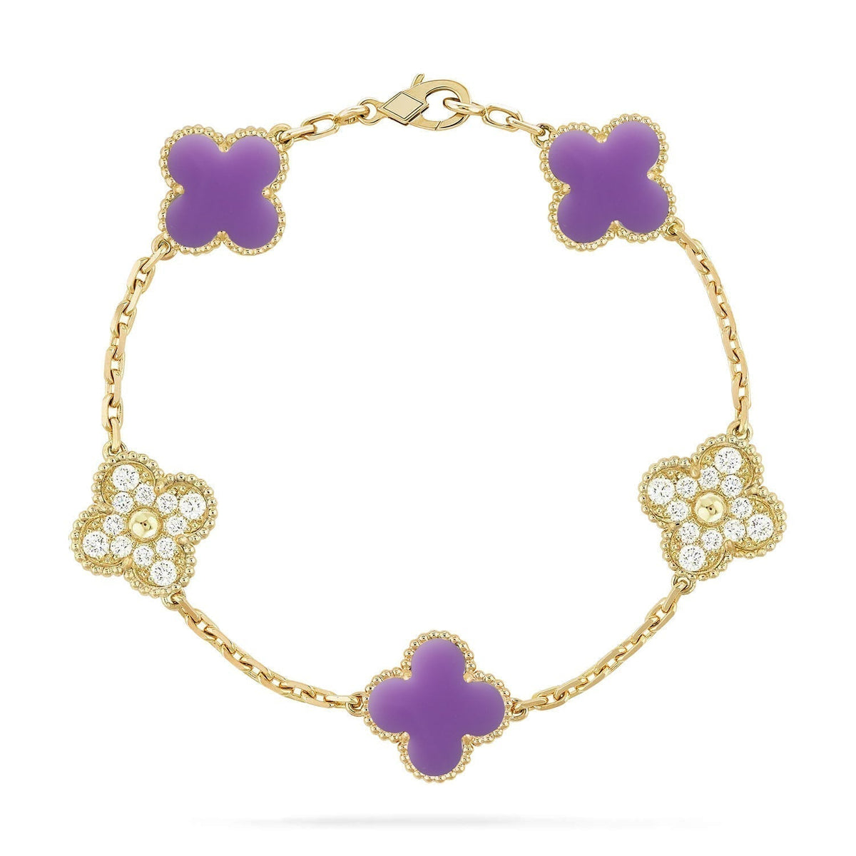 [⭐Renara]CLOVER 5 MOTIF LIGHT PURPLE BRACELET COLLECTION
