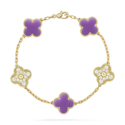 [⭐Renara]CLOVER 5 MOTIF LIGHT PURPLE BRACELET COLLECTION