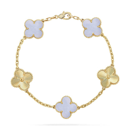 [⭐Renara] CLOVER 5 MOTIF PURPLE CHALCEDONY BRACELET COLLECTION