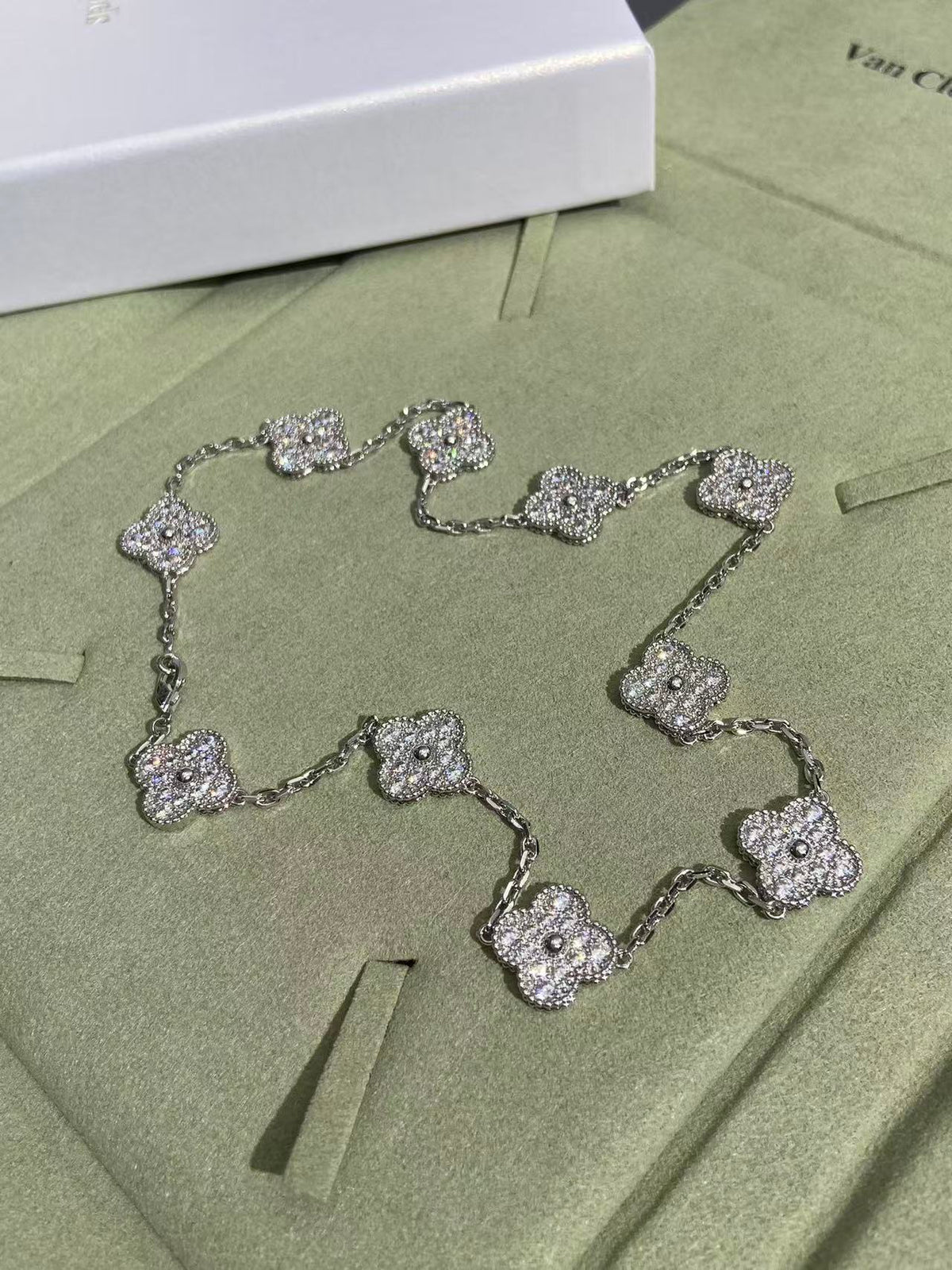 [⭐Renara]CLOVER 10 MOTIFS  FULL DIAMOND NECKLACE