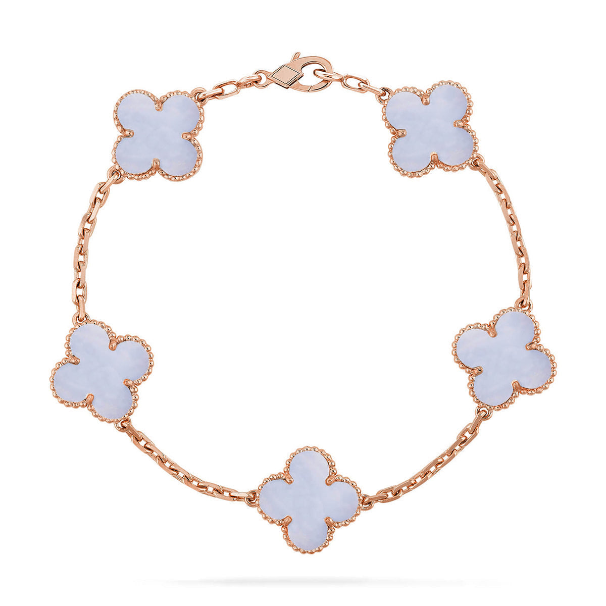[⭐Renara] CLOVER 5 MOTIF PURPLE CHALCEDONY BRACELET COLLECTION