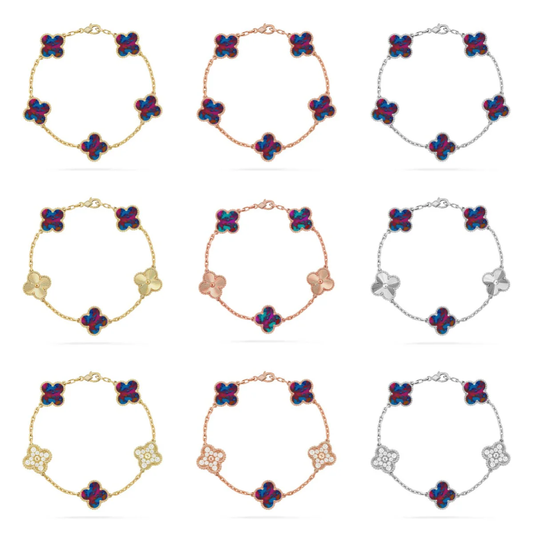 [⭐Renara]CLOVER 5 MOTIF COLOR GEMSTONES BRACELET COLLECTION