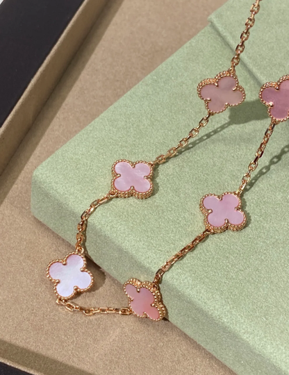 [⭐Renara Jewellery] Pink Necklace with Ten Clover Designs
