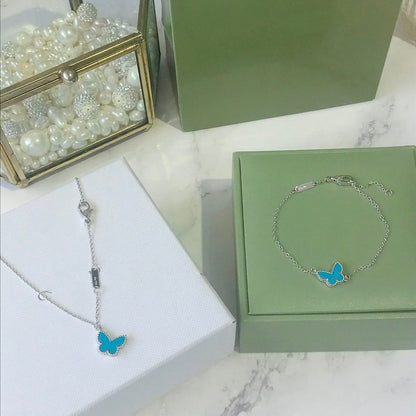 [⭐Renara]BUTTERFLY TURQUOISE BUTTERFLY BRACELET SILVER