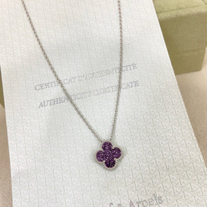 [⭐Renara]NEW 15MM PURPLE SAND-GOLD FOUR-LEAF CLOVER NECKLACE