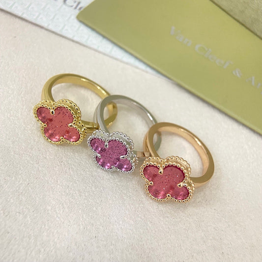 [⭐Renara]NEW ROSE QUARTZ FOUR-LEAF CLOVER RING