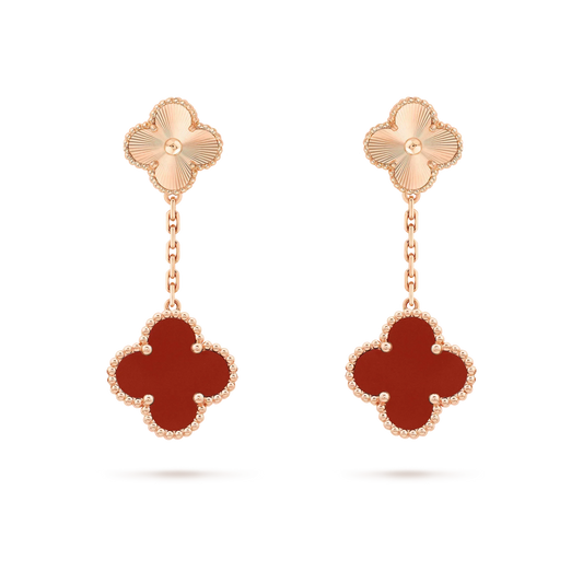 [⭐Renara]CLOVER 2 MOTIF  LASER CARNELIAN EARRINGS