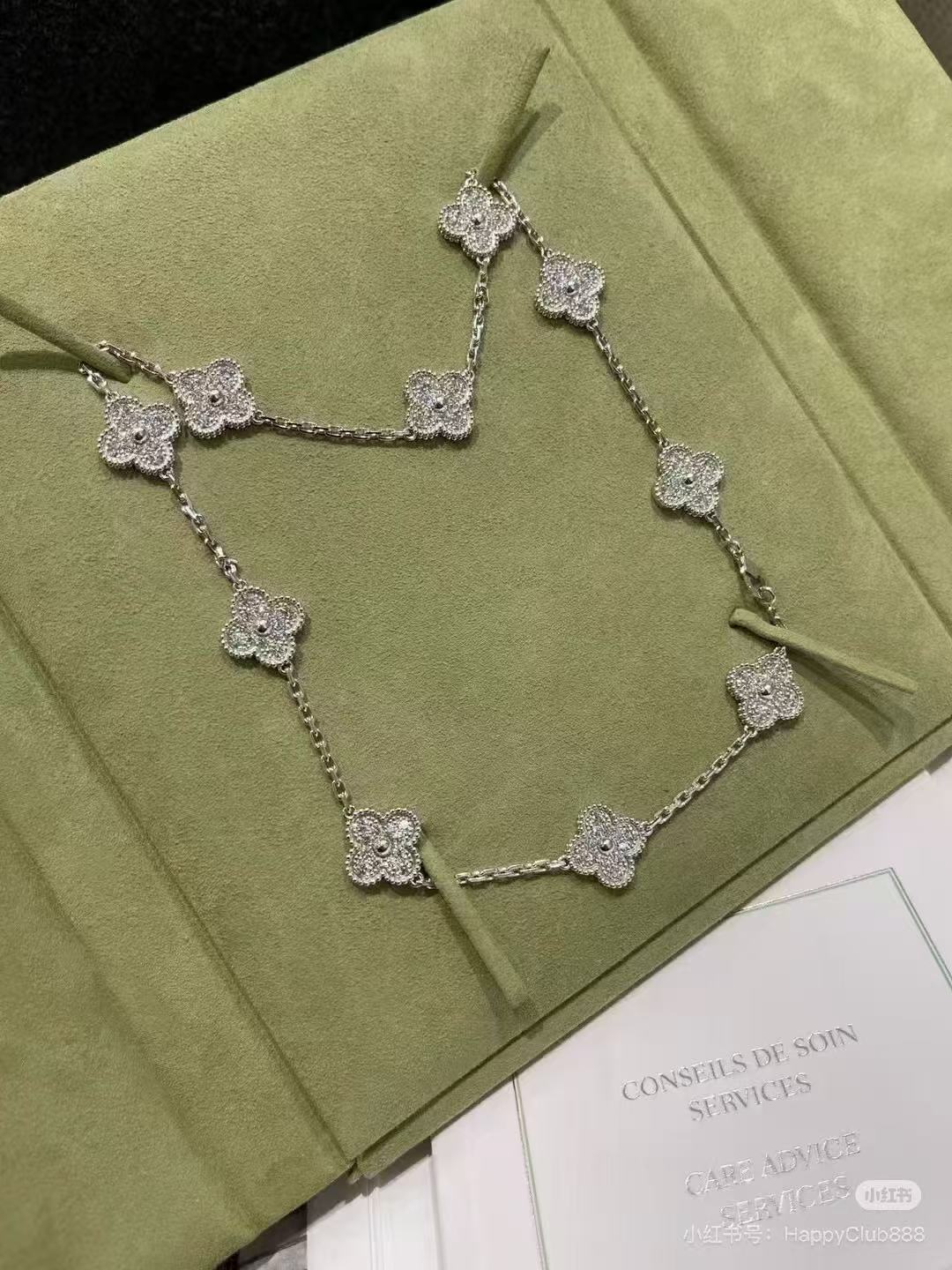 [⭐Renara]CLOVER 10 MOTIFS  FULL DIAMOND NECKLACE