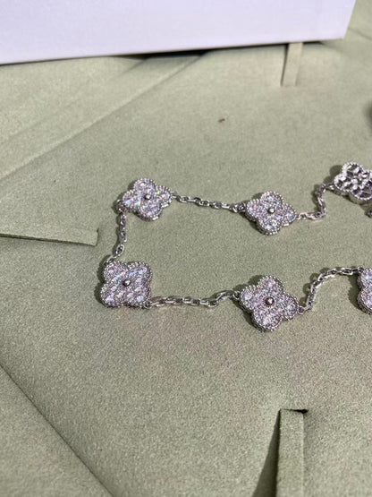 [⭐Renara]CLOVER 10 MOTIFS  FULL DIAMOND NECKLACE