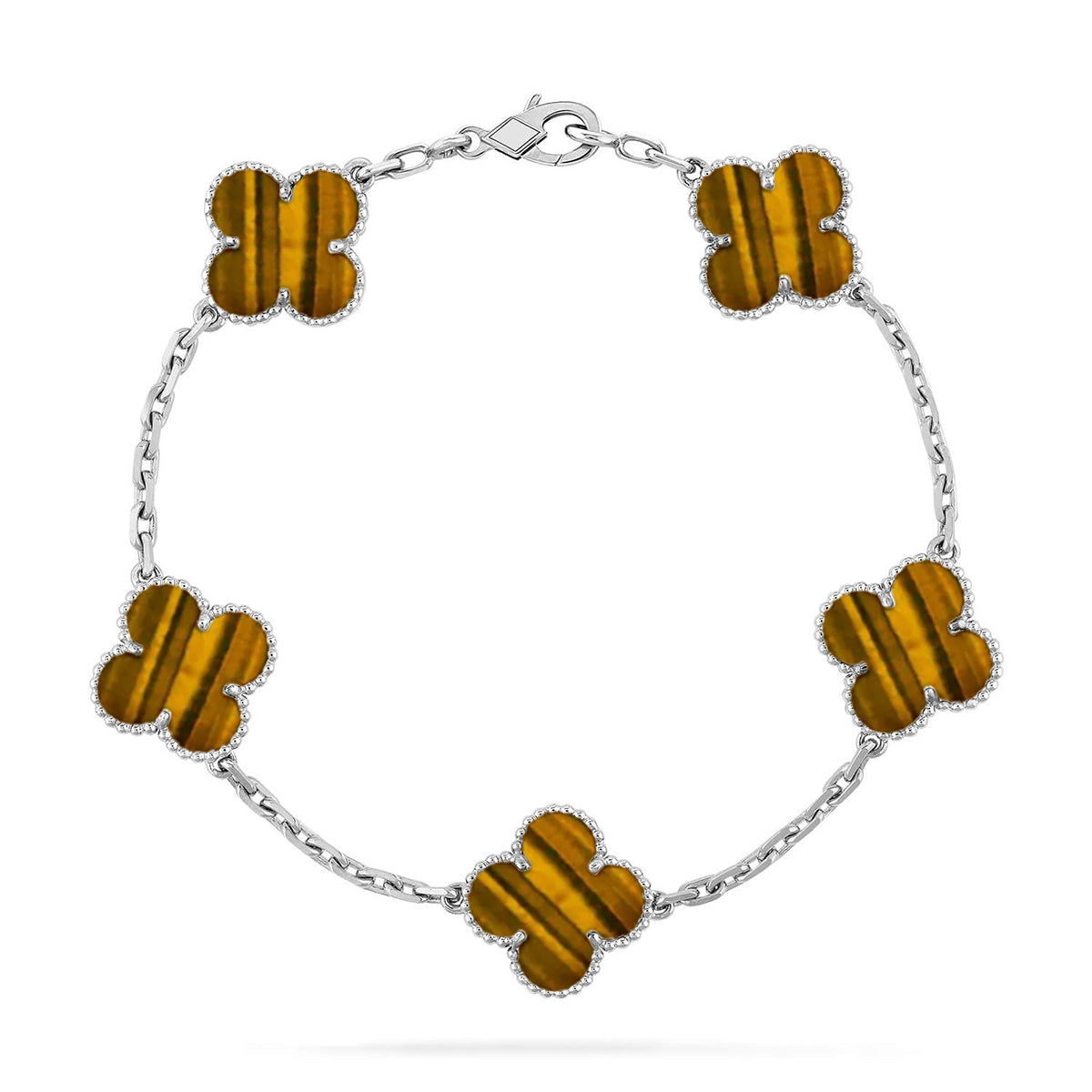 [⭐Renara] CLOVER 5 MOTIFS TIGER EYE BRACELET COLLECTION