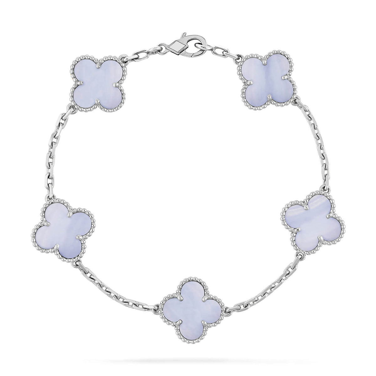 [⭐Renara] CLOVER 5 MOTIF PURPLE CHALCEDONY BRACELET COLLECTION